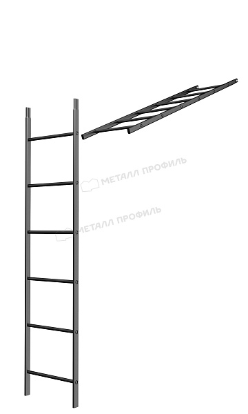 Лестница кровельная стеновая дл. 1860 мм без кронштейнов (9005) ― где заказать в Грозном? В интернет-магазине Компании Металл Профиль!